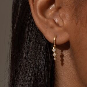 NEW Uncommon James Gold Moving On Arrow Huggie Earrings